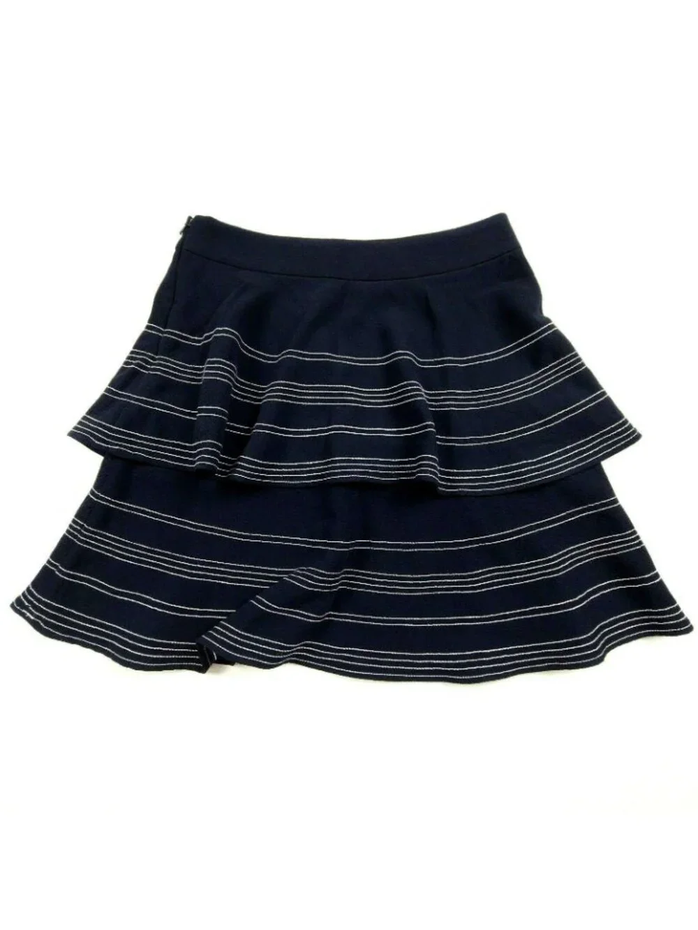 Banana Republic Tiered Mini Skirt Size 0 Y2K Fashion Blue Striped Short Side Zip
